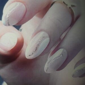 Nude and white nails